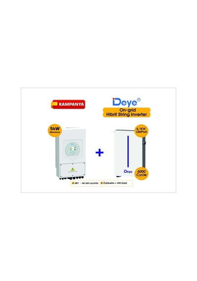 Deye 5 Kw On-grid Hibrit Monofaze Paketi Lv 48v