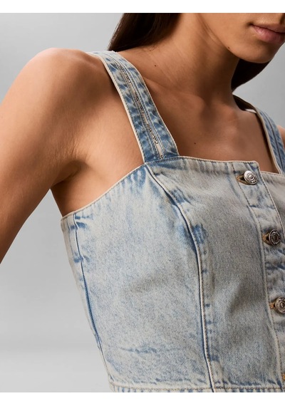 Calvin Klein Denım Trucker Tank F, Yp3 Mavi Kadın Kot Bluz