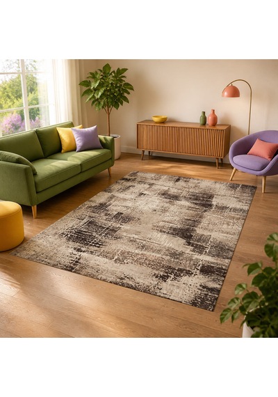 Kartela Halı Lora Halı Kaymaz Taban Makinede Yıkanabilir Halı Kahverengi - 100 X 150 Cm