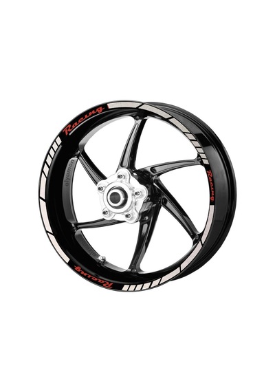 Deeb Motosiklet Jant Şeridi Racing Beyaz Kırmızı Model X N11.30017
