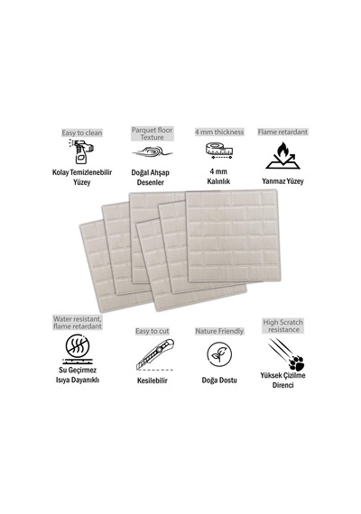 3 Boyutlu Duvar Paneli Kabartmalı Metro Desenli Pvc 41x41 Cm/ 6 Adet /1 M²