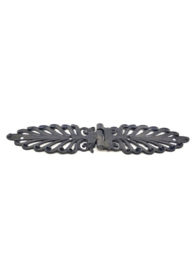 Antika Tarz Dekoratif Pirinç Yaprak Desenli Menteşe - 55x265 Mm, Oksit Çok Renkli