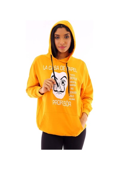 Gugus Basic Kapüşonlu Sweatshirt Sarı
