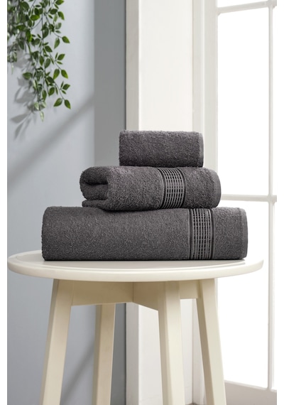 Eponj Home 3lü Havlu Seti Ezgi Antrasit 70x140 + 50x85 + 30x50 Antrasit