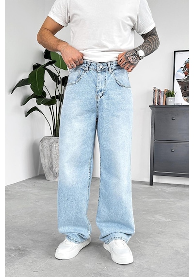 Soft Buz Mavi Soft Degrade Basic Ekstra Bol Pantolon Soft Buz Mavi