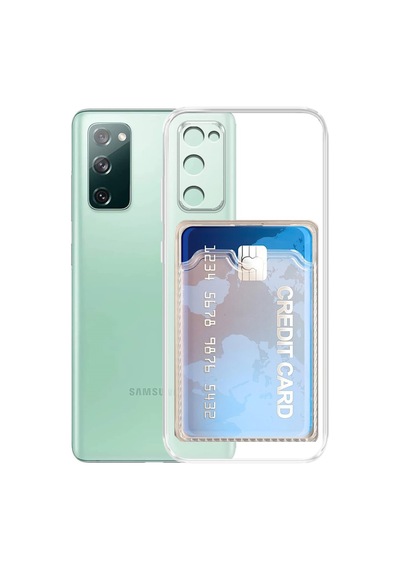 Kvy Samsung Galaxy Uyumlu S20 Fe Kamera Korumalı Kartlıklı Setra Şeffaf Silikon Kılıf