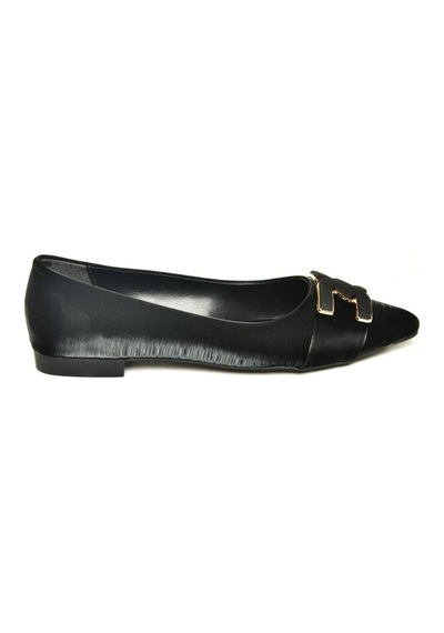 Fox Shoes U820048704 Siyah Kumaş Sivri Burun Kadın Babet Siyah-kumaş Siyah