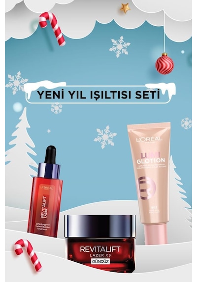 Yeni Yıl Bakım Seti Glotion Aydınlatıcı & Revitalift Lazer Gündüz Kremi + Peptit Serum pktnewyearbkmset2-11023 902
