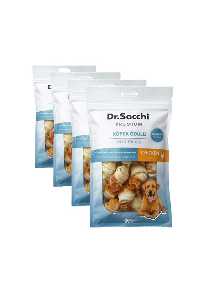 Dr. Premium Tavuk Sargılı Beyaz Sığır Derisi Düğüm Kemik Tahılsız Köpek Ödülü 2 12-13 Gr 8'li