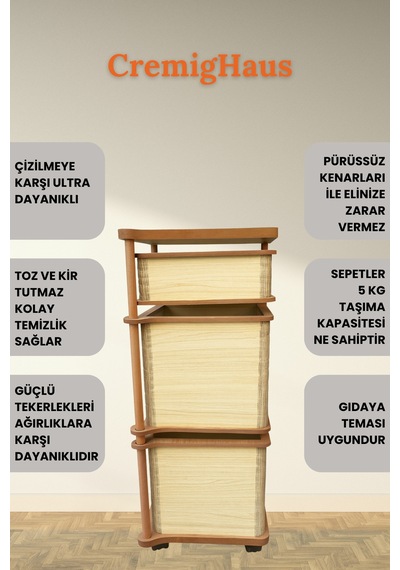 Ahşap Sebzelik Geleneksel Tasarım Kare 2 X 7 Lt + 3 Lt Kapasiteli Akça Desenli Diğer