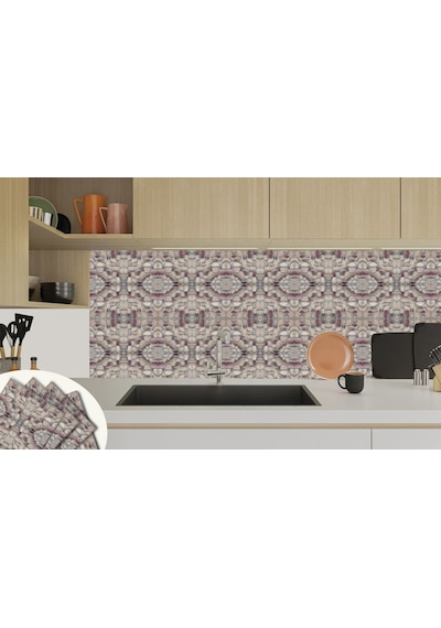 Tink KENDİNDEN YAPIŞKANLI BORDO TAŞ DESENLİ PVC KARO 30X30 CM