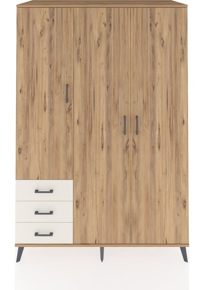 Kronos Dolap 6 Raflı 3 Çekmeceli Tek Askılı 132x59x195 Çam-ça... Çam
