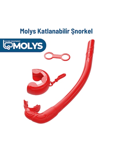 Molys Katlanabilir Şnorkel Hafif, Taşınabilir Ve Konforlu Kullanım Yer Kaplamaz Kırmızı