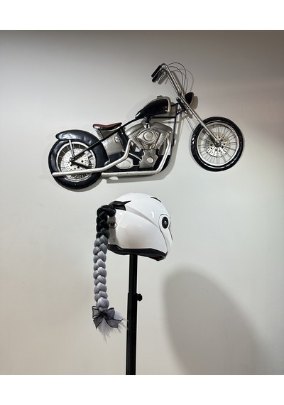 Motor & Motosiklet Siyah Gri Ombreli Örgü Saç Kask Dış Aksesuar Diğer