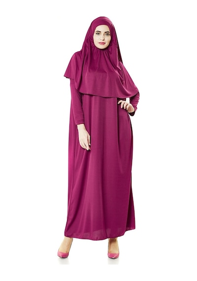 Tek Parça Namaz Elbisesi - Seccade - Tesbih - Ibadet Seti - Fuşya