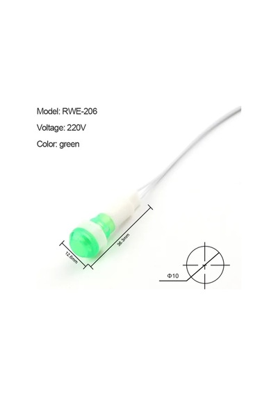 MAROCES IC-227 SİNYAL LAMBASI 10 MM PLASTİK KABLOLU 220V YEŞİL