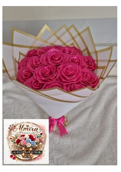 Solmayan Gül Buketi Pembe Açık Pembe