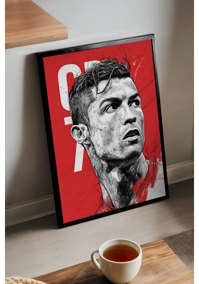 Siyah Ahşap Çerçeveli Poster, Dekoratif Futbol Duvar Tablosu
