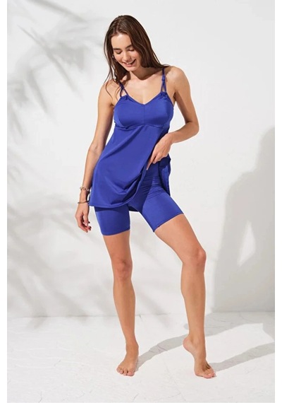 Dorelux Lisa Şortlu V Yaka Tankini Dlx-231500 Saks Mavisi