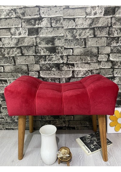 puf ahşap  ayak kırmızı ,spor modern tasarım, çima dikiş .