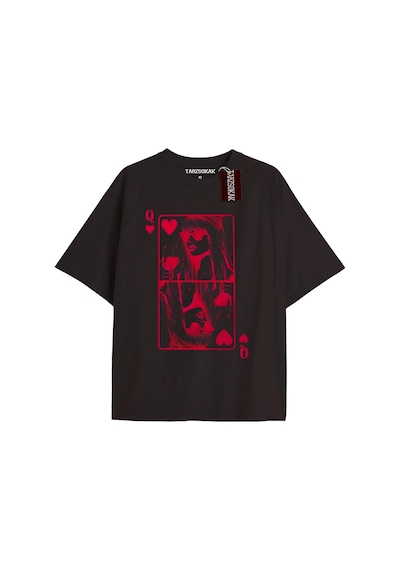 Adrift Do What Baskılı Crop Oversize Kalıp Unisex T-shirt Siyah