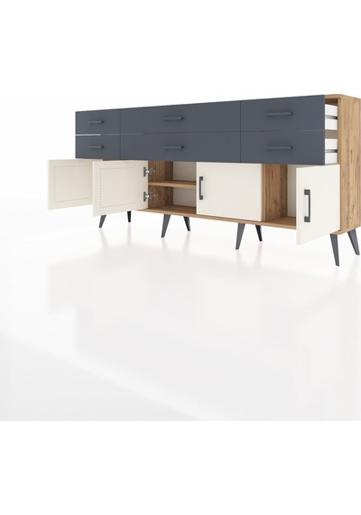 Arges Konsol 2 Raflı 6 Çekmeceli 4 Kapaklı 176x30x83 Çam-aytaşı/antrasit Aytaşı/antrasit Arges Konsol 2 Raflı 6 Çekmeceli 4 Kapaklı 176x30x83 Çam-aytaşı/antrasit Aytaşı/antrasit