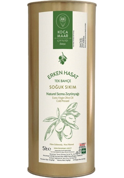 Kocamaar Çiftliği Erken Hasat Soğuk Sıkım Naturel Sızma Zeytinyağı Tek Bahçe 5 L