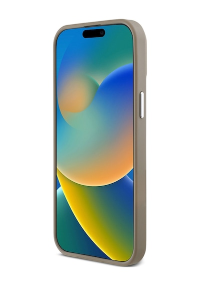 Apple Uyumlu iPhone 15 Pro Max Kılıf Guess Lisanslı M-safe Şarj Özellikli Grained Triangle Kapak Kahverengi
