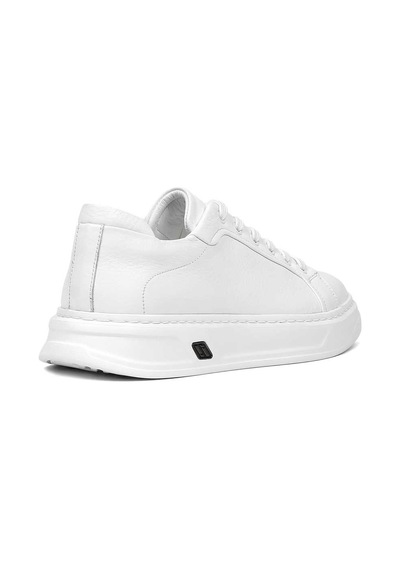 Erkek Beyaz Kalın Tabanlı Deri Sneaker