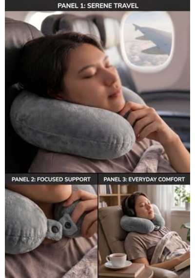 Ergonomik Boyun Ve Seyahat Yastığı Yumuşak Silikon Dolgulu, Çıtçıtlı Ve Yıkanabilir U Yastık Uçak, Araba, Otobüs, Ofis Ve Uzun Yolculuklar İçin Konforlu Boyun Desteği