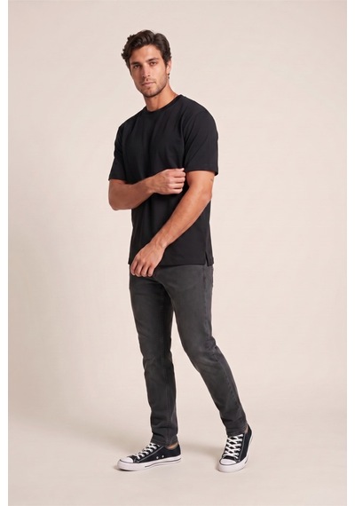 Jsco O Yaka Fırçalı 2 İplik T-shirt Siyah