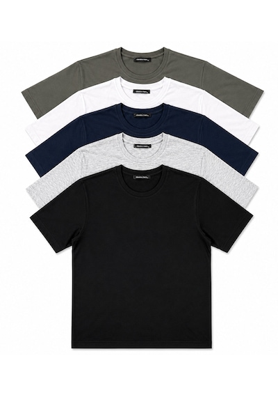 Classics Men  Relaxed Fit Basic Kısa Kol Tişört 5'li Siyah-laci-beyaz-gri-haki Karışık-Çok Renkli