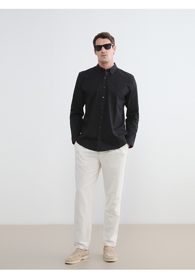 Lcwaıkıkı Classic Siyah Regular Fit Oxford Erkek Gömlek