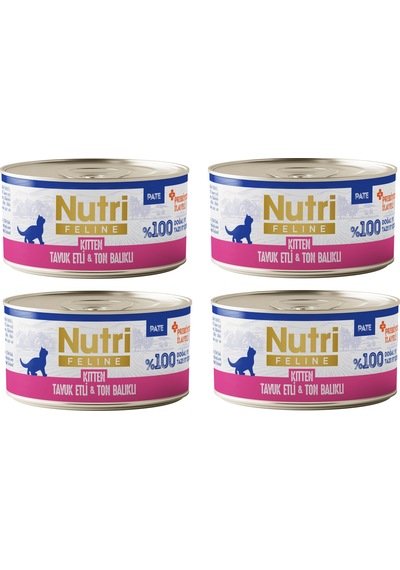 Nutri Feline Kitten Tavuk Etli Ve Ton Balıklı Tahılsız Yavru Kedi Konservesi 70 G X 4 Adet