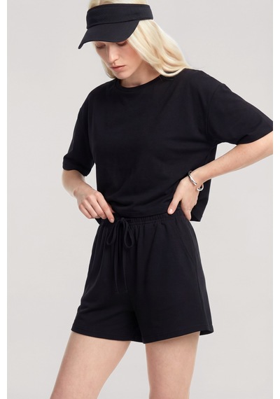 Akbeniz Kısa Kollu Şortlu Pijama Takımı Siyah