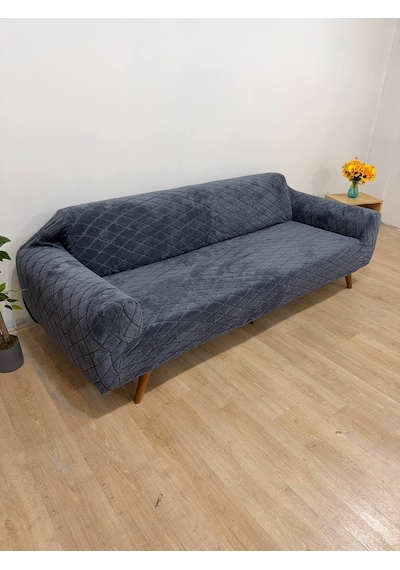 Bibaha Peluş Lastikli Koltuk Örtüsü 3 Kişilik Yıkanabilir Esnek Koltuk Kılıf Antrasit Diğer