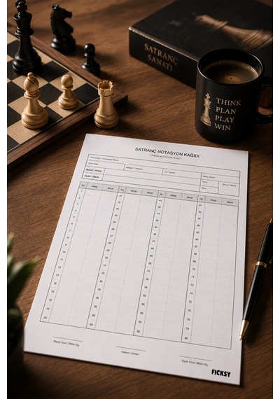 Satranç Notasyon Kağıdı - A5 Ebat - 50 Yaprak - Chess Notation Sheet - Chess Score Diğer
