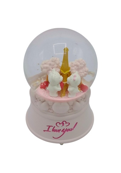 Romantik Paris Love Kar Küresi Müzikli Ve Işıklı 13cm