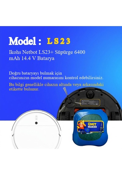 Ikohs Netbot Ls23+ Süpürge 6400 Mah 14.4v Batarya