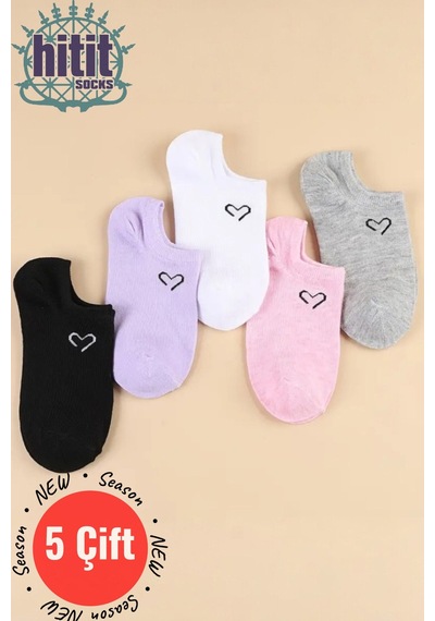 Hitit Socks Kadın 5 Çift Premium Sıkmayan Nefes Alan Babet Çorap Çok Renkli Asorti
