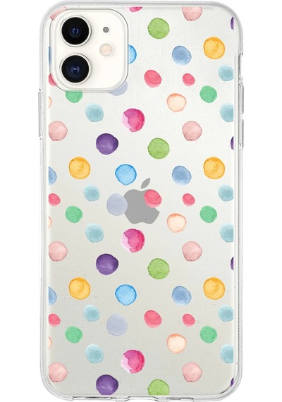 Apple Uyumlu iPhone 11 İle 1mm Slim Fit Water Color 6 Baskılı Şeffaf Kılıf Şeffaf