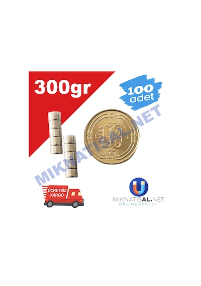 3X2Mm Silindir Disk Güçlü Neodyum Mıknatıs 100 Adet
