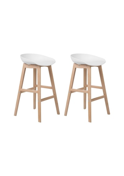 Beliani Belıanı Mıcco 2 Li Bar Sandalyesi Seti, Iskandinav Tarzı, 72 Cm Oturma Yüksekliği, Minimalist Tasarım Beyaz