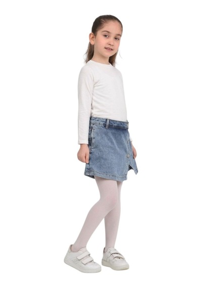 Erdem Kıds Kız Çocuk Beli Lastikli Jean Denim Kot Şort Etek Açık Mavi Açık Mavi