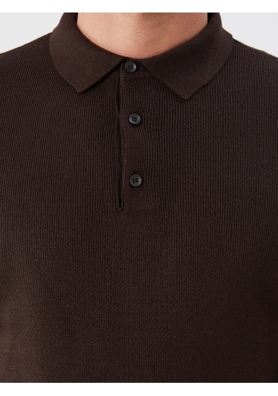 Lcwaıkıkı Classic Kahverengi Polo Yaka Uzun Kollu Erkek Triko Kazak