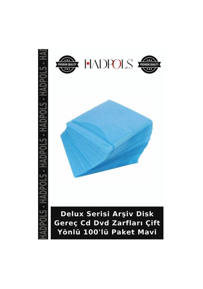 Delux Serisi Arşiv Disk Gereç Cd Dvd Zarfları Çift Yönlü 100'lü Paket Mavi