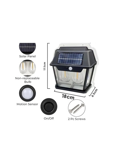 Solar Outdoor Lamba Siyah