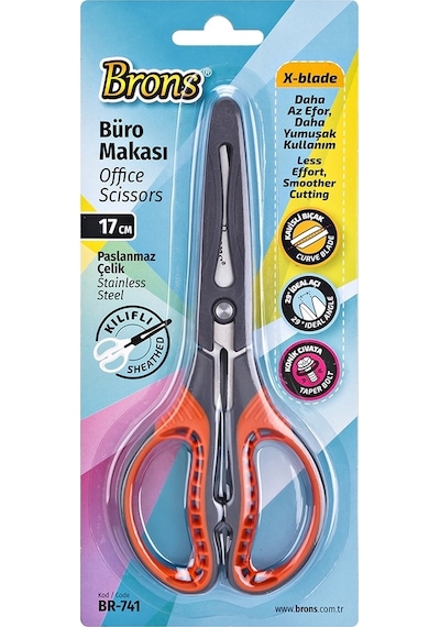Brons Büro Makası Koruma Kılıflı 17 Cm Br-741