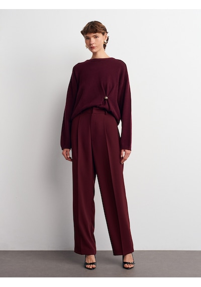 Dilvin 7954 Yüksek Bel Pantolon-bordo Bordo