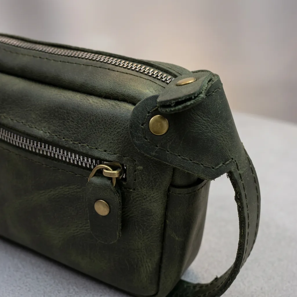 Natayleather %100 Hakiki Deri Erkek El Çantası Elde Taşımalı Portföyü Ve Kasatipi Çanta 20x15 Cm Yeşil